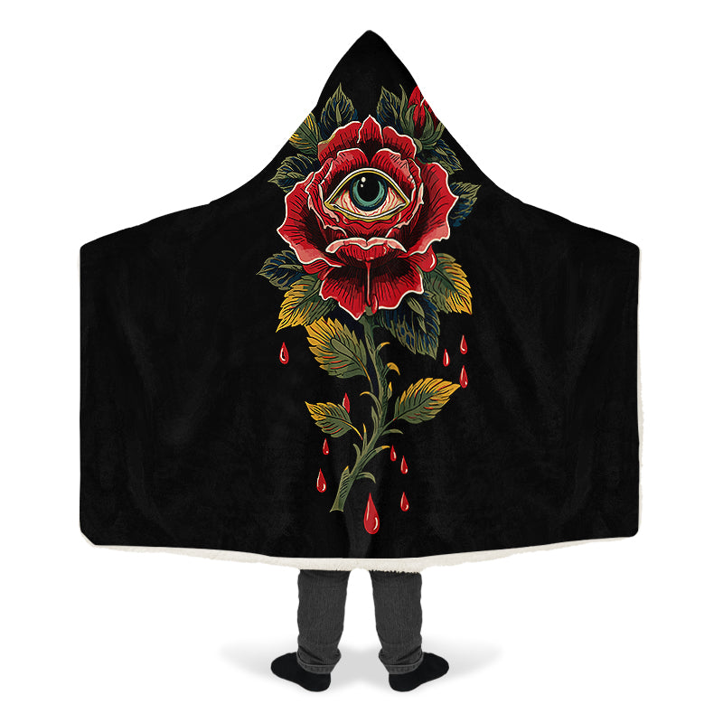 Bleeding Eye Rose Hooded Blanket
