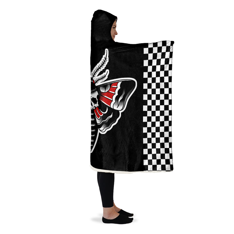 Checkered Death Moth Hooded Blanket