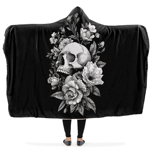 Flowering Skull Hooded Blanket
