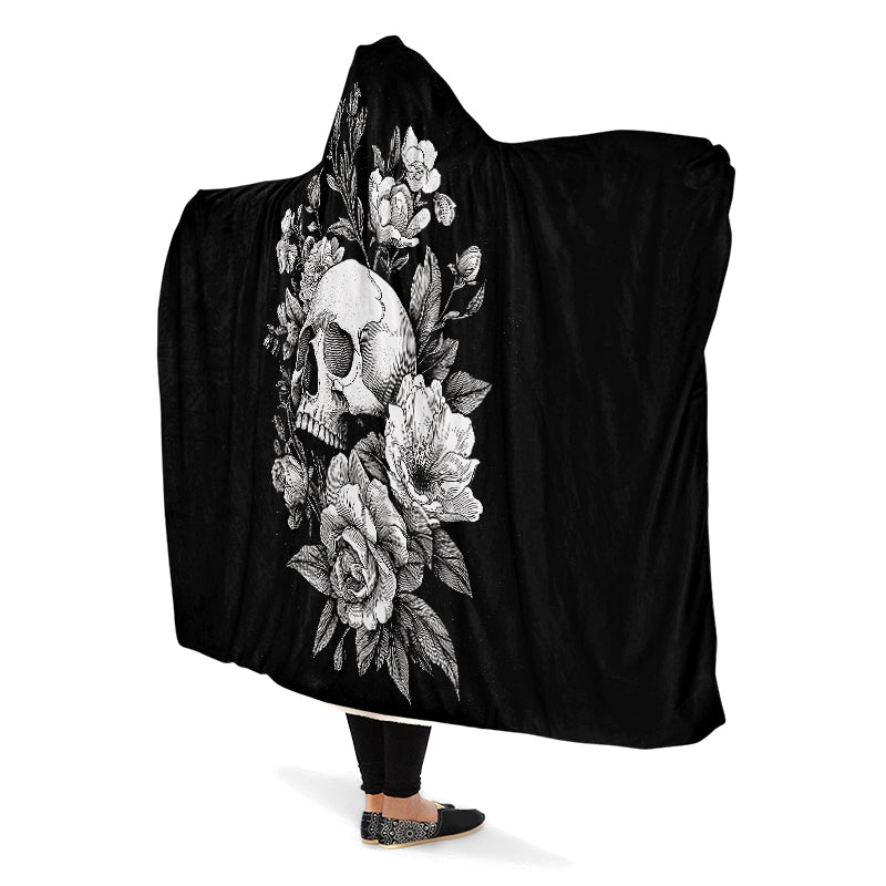 Flowering Skull Hooded Blanket