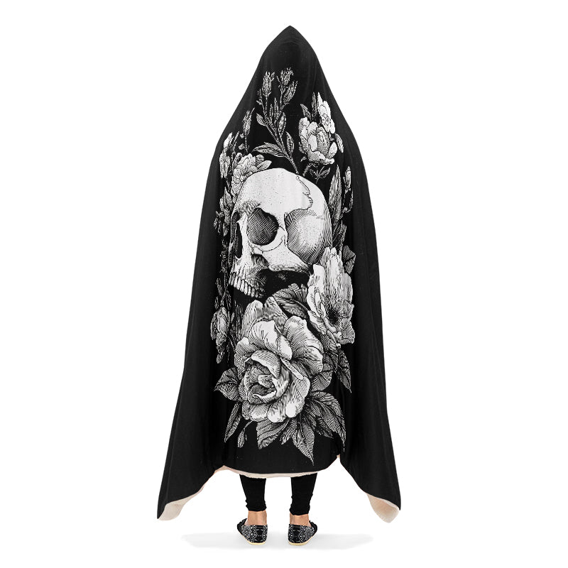 Flowering Skull Hooded Blanket