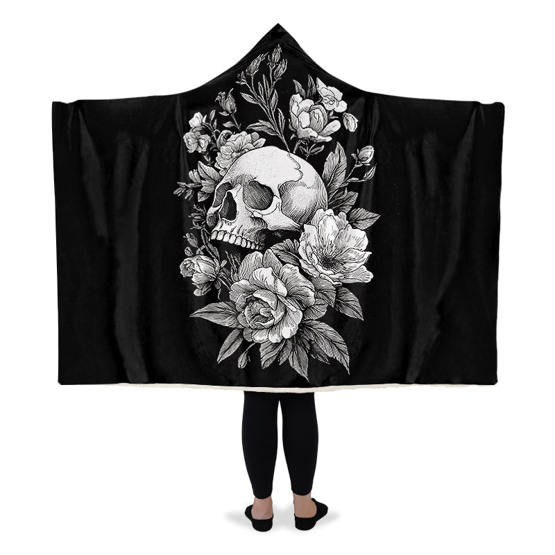 Flowering Skull Hooded Blanket
