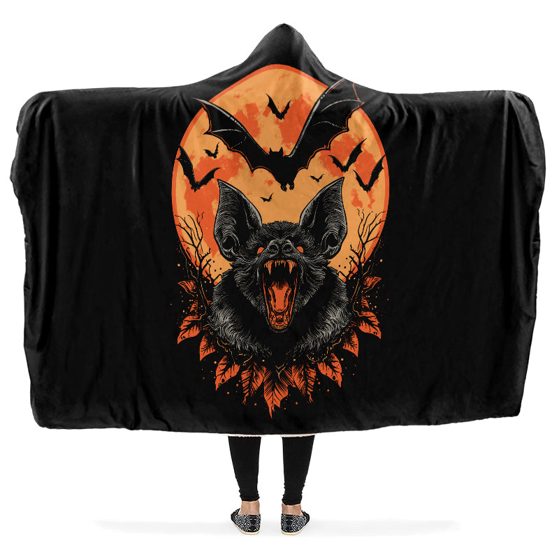 Halloween Fall Bats Hooded Blanket