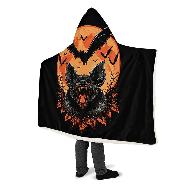 Halloween Fall Bats Hooded Blanket
