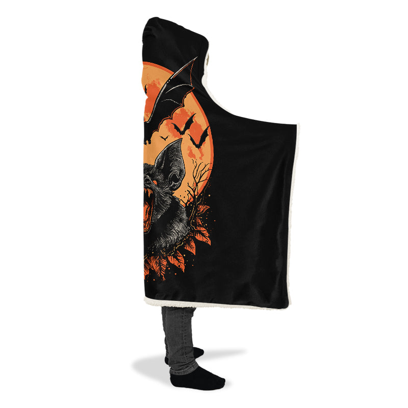 Halloween Fall Bats Hooded Blanket