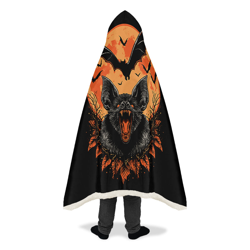 Halloween Fall Bats Hooded Blanket