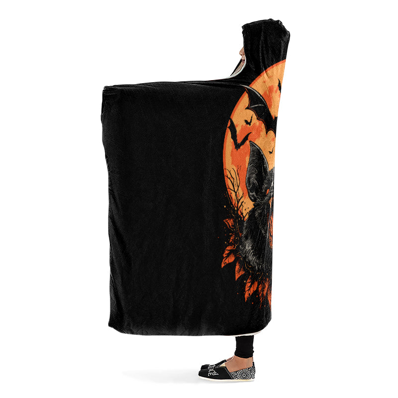 Halloween Fall Bats Hooded Blanket