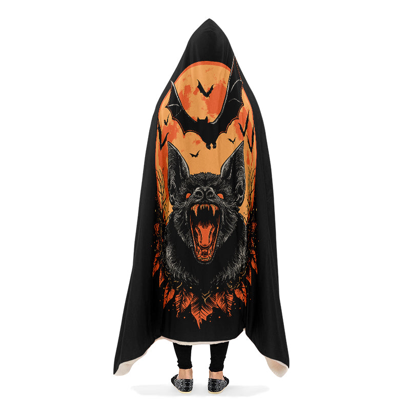 Halloween Fall Bats Hooded Blanket