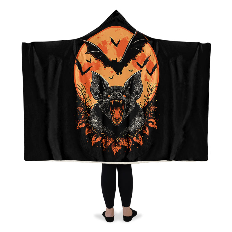 Halloween Fall Bats Hooded Blanket