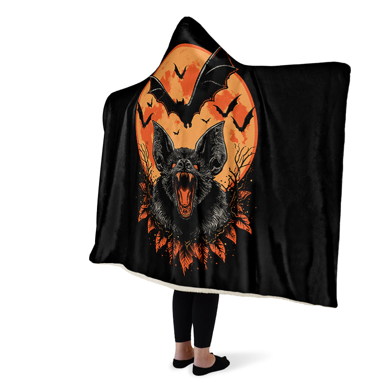 Halloween Fall Bats Hooded Blanket