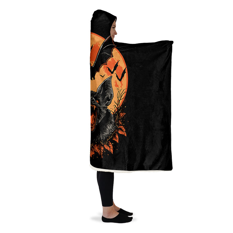 Halloween Fall Bats Hooded Blanket