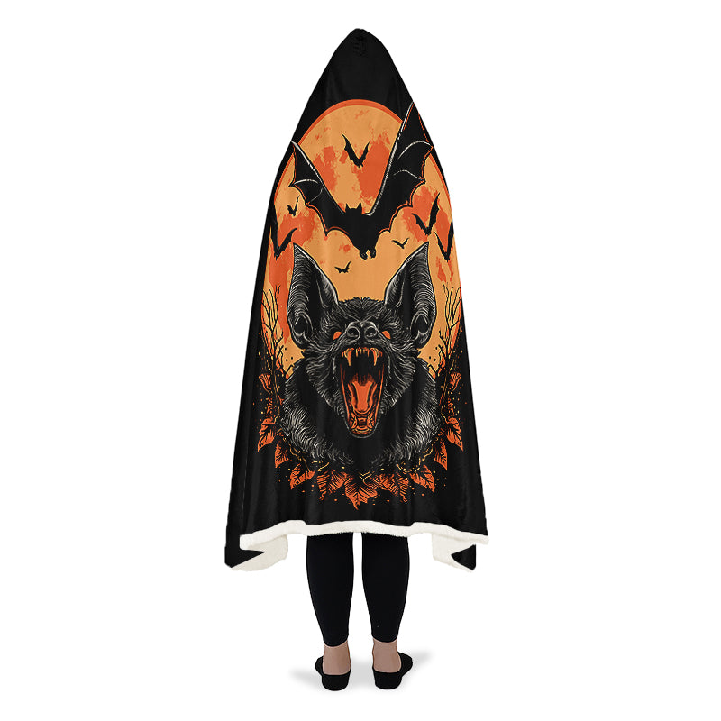 Halloween Fall Bats Hooded Blanket
