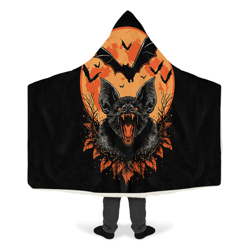 Halloween Fall Bats Hooded Blanket