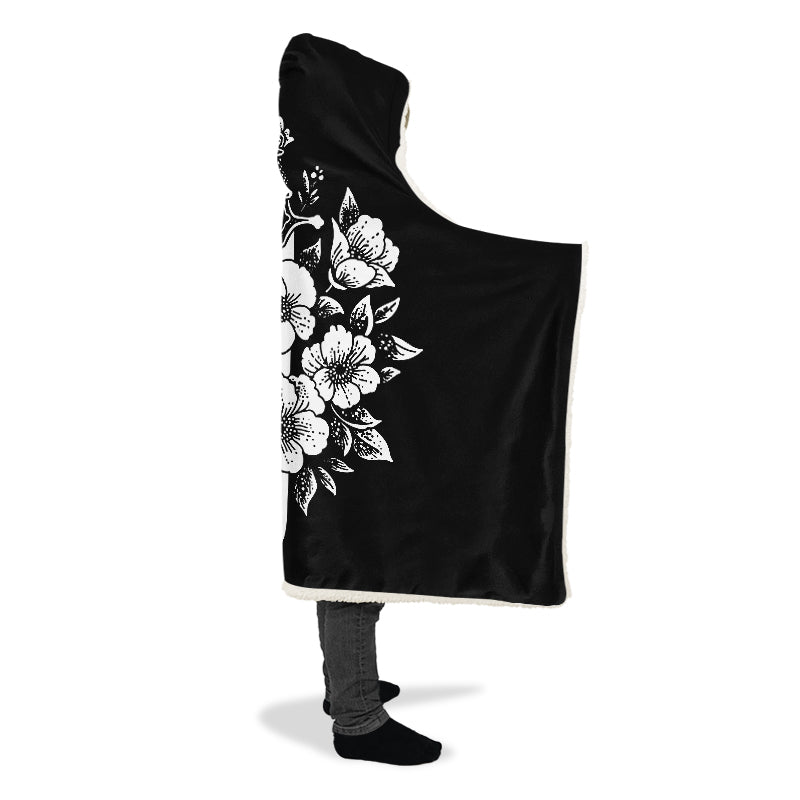 Minimalist Dagger Flowers Hooded Blanket