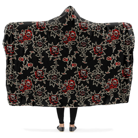 Pattern Rose Hooded Blanket