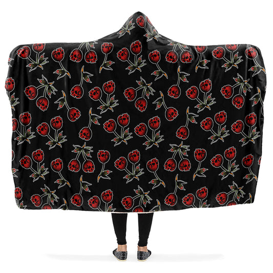Skull Cherry Hooded Blanket