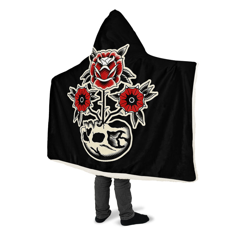 Skull Flowers Hooded Blankets