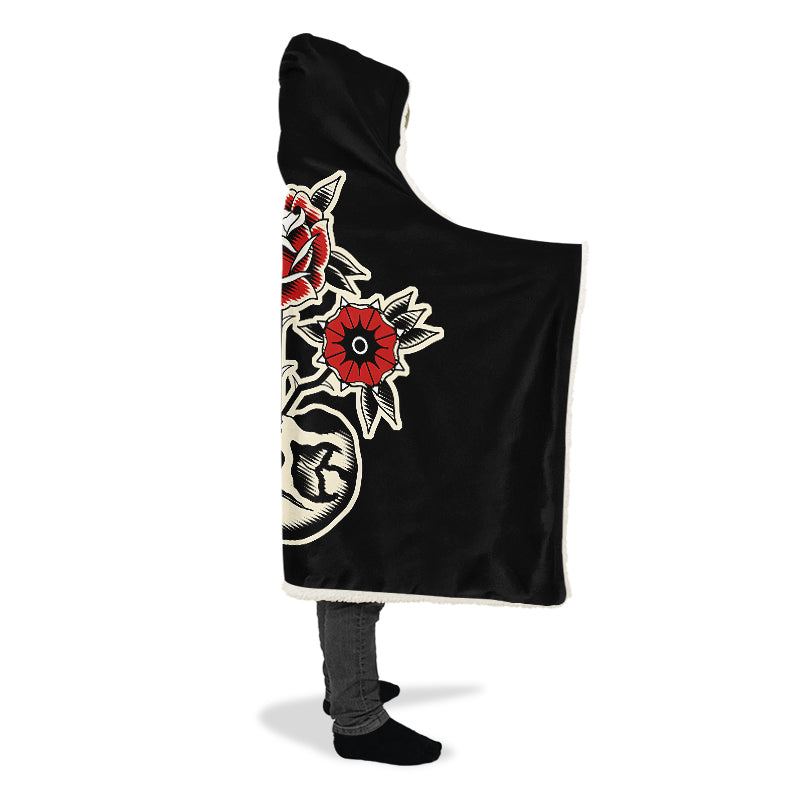 Skull Flowers Hooded Blankets