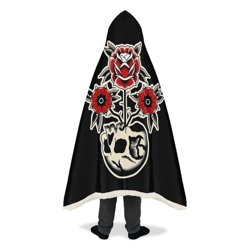 Skull Flowers Hooded Blankets