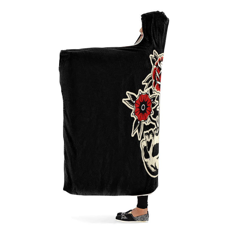 Skull Flowers Hooded Blankets