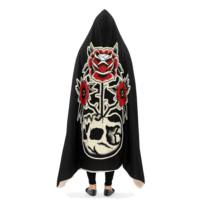 Skull Flowers Hooded Blankets