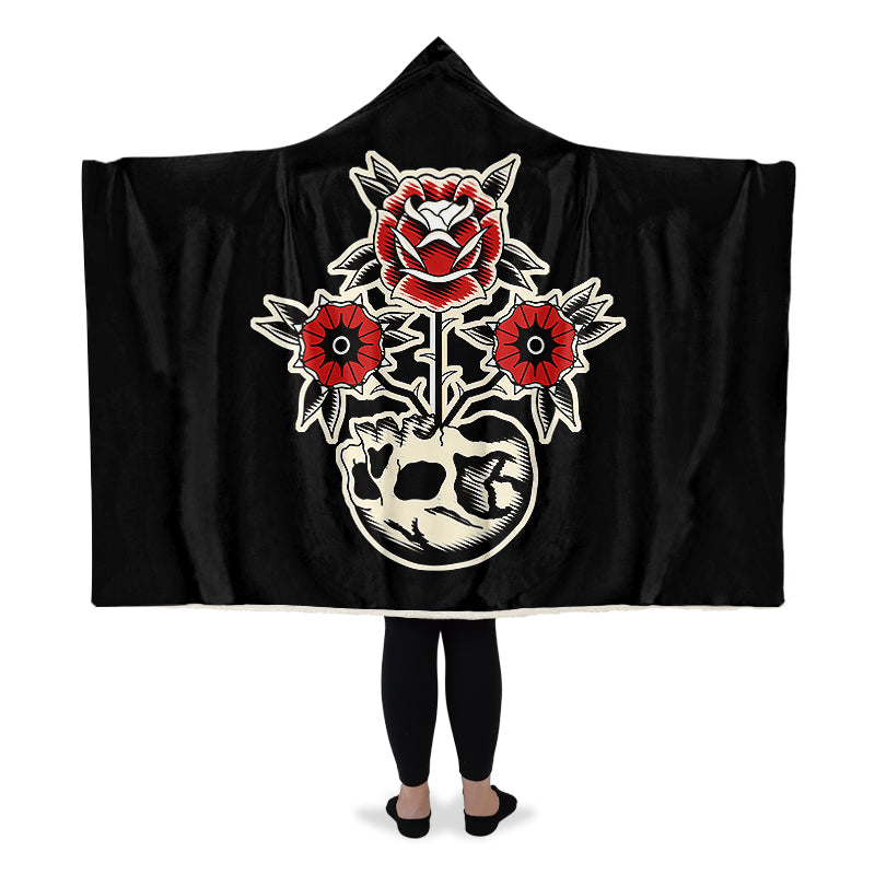 Skull Flowers Hooded Blankets