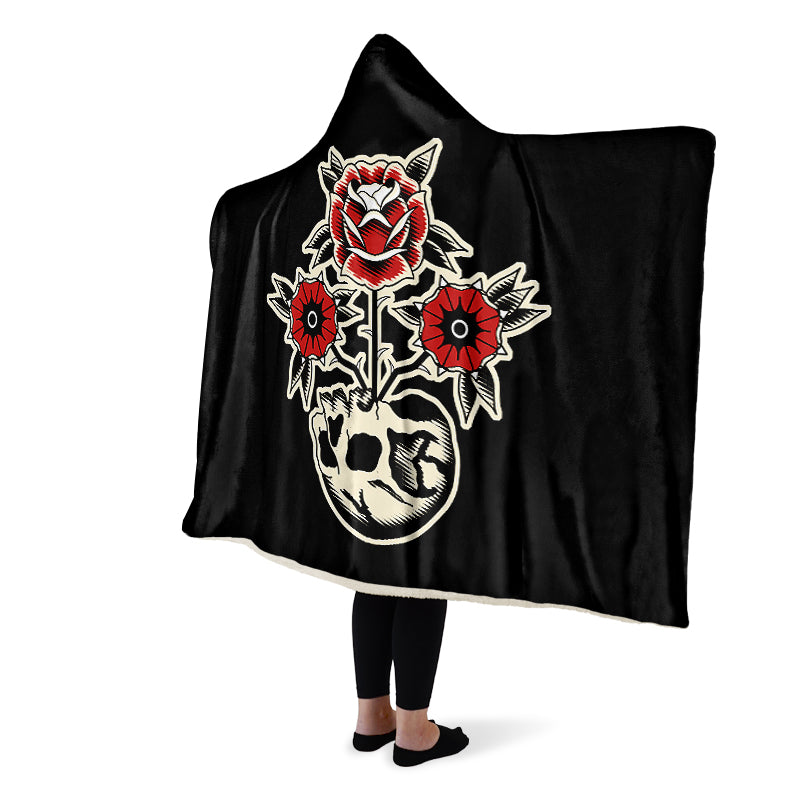 Skull Flowers Hooded Blankets