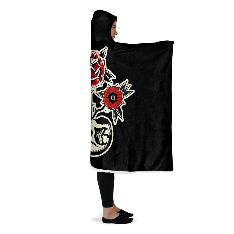 Skull Flowers Hooded Blankets