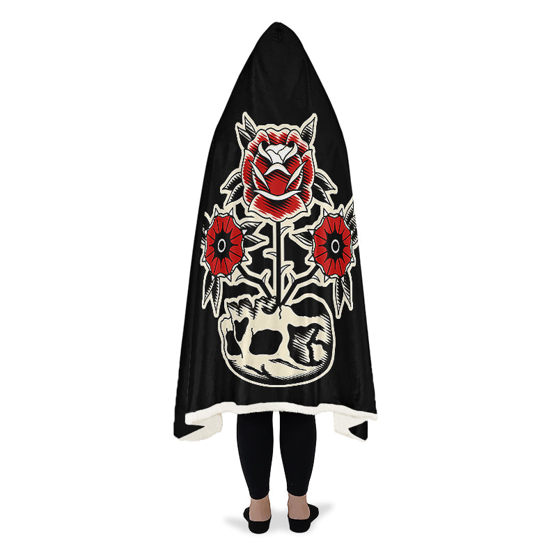 Skull Flowers Hooded Blankets