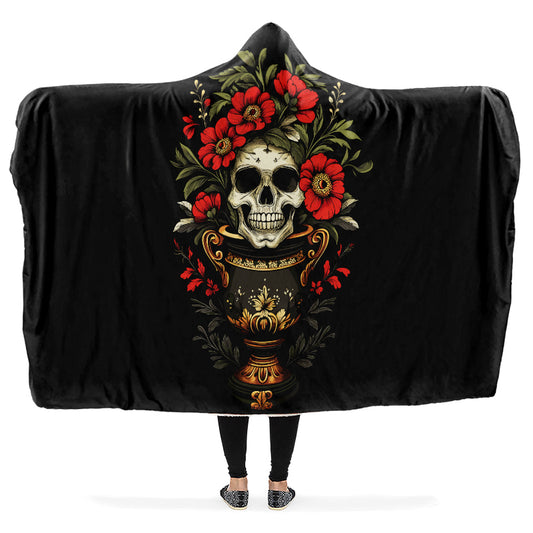 Skull Vase Hooded Blanket