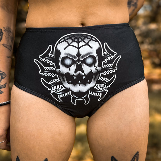 Skull Spider High-Waist Bikini Bottom