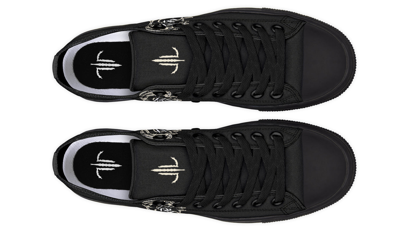 Black Rose Scythe Skull Lowtops