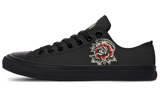 Red Rose Scythe Skull Lowtops