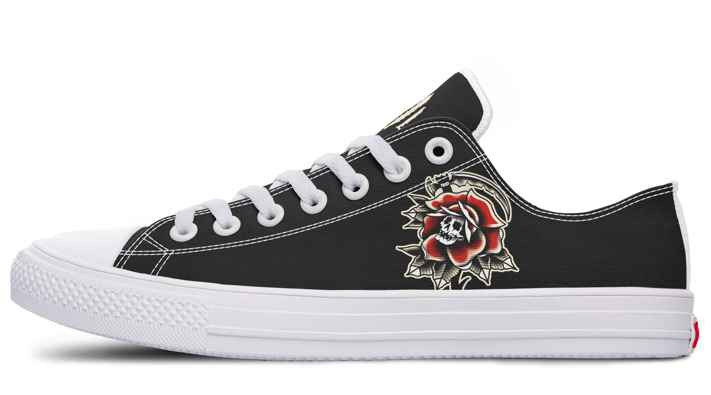 Red Rose Scythe Skull Lowtops