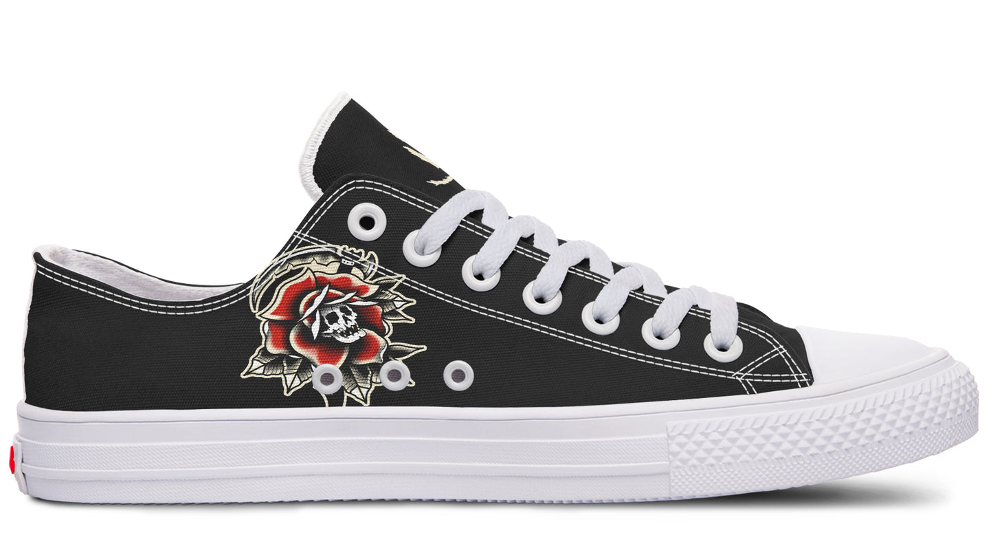 Red Rose Scythe Skull Lowtops