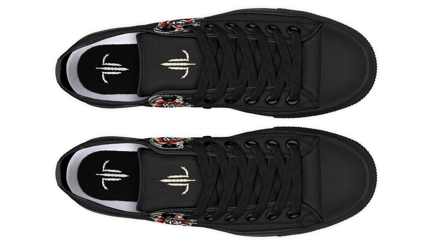 Red Rose Scythe Skull Lowtops