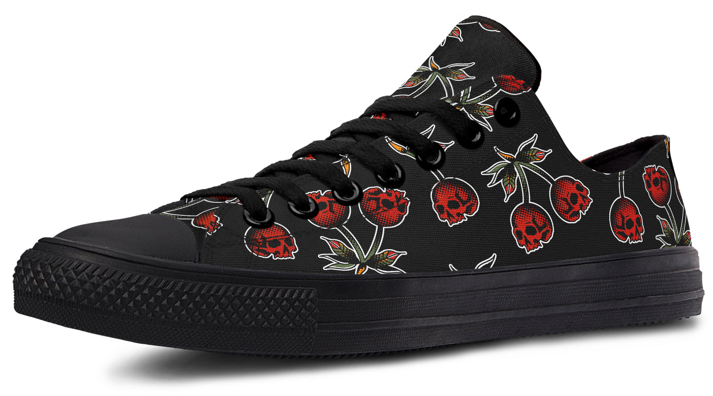 Skull Cherry Pattern Low Tops