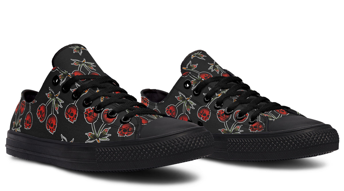 Skull Cherry Pattern Low Tops