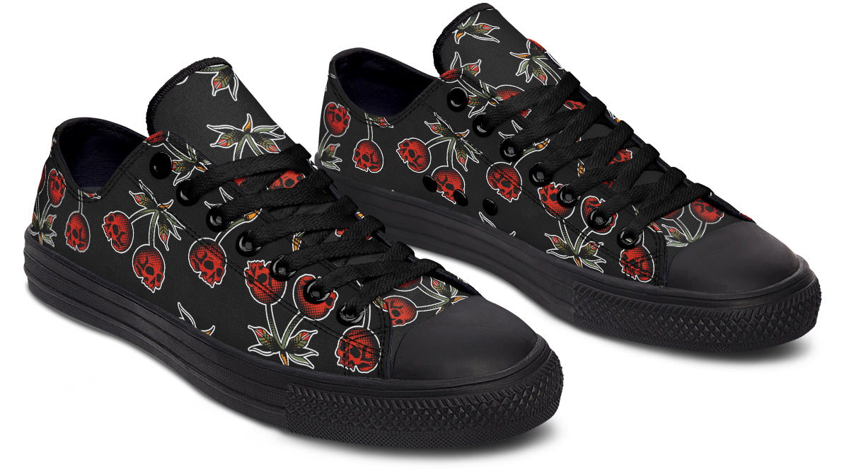 Skull Cherry Pattern Low Tops