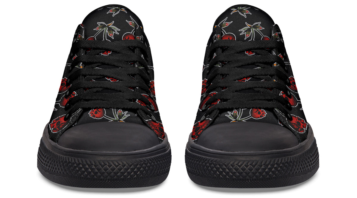 Skull Cherry Pattern Low Tops