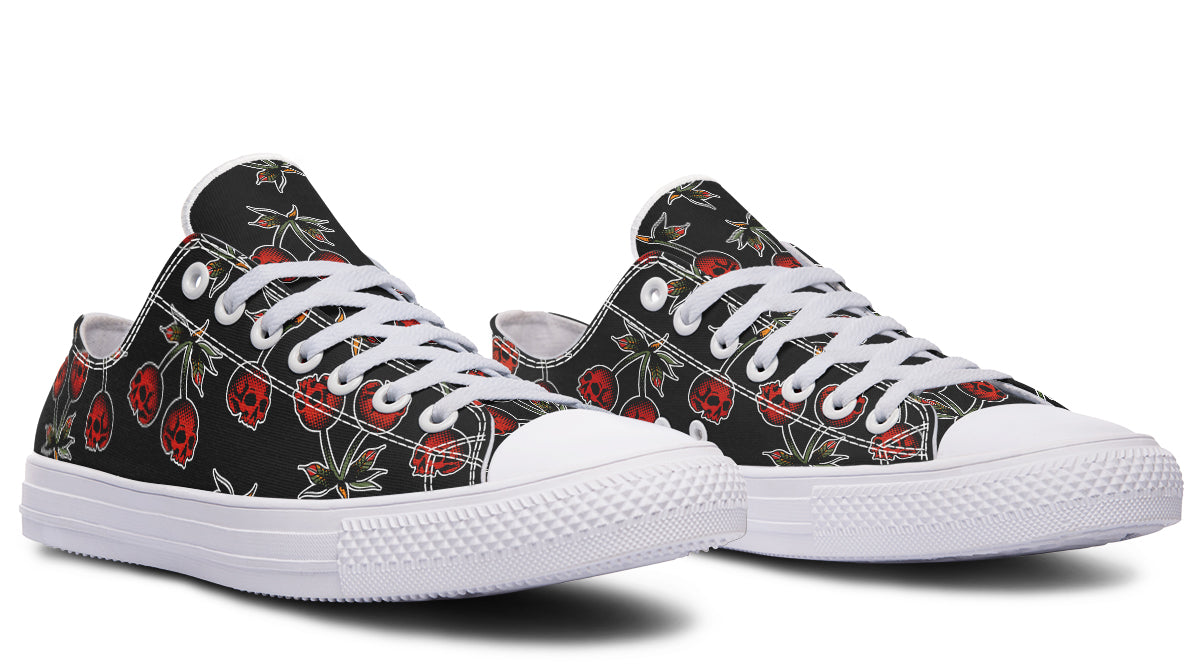 Skull Cherry Pattern Low Tops