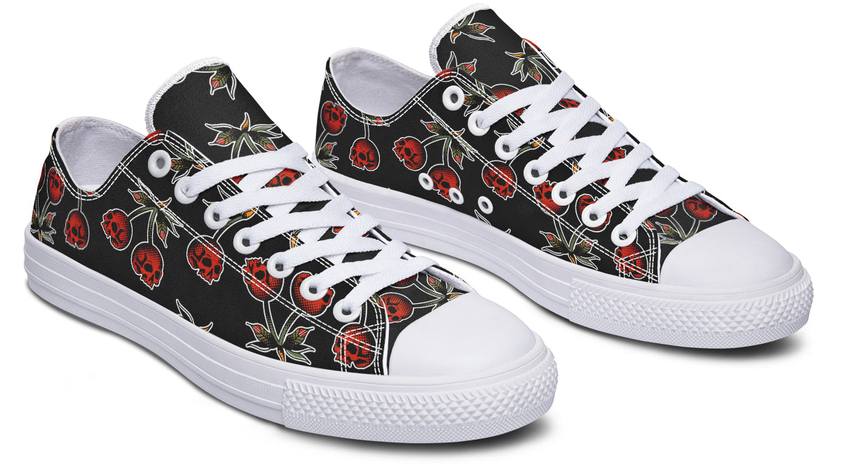 Skull Cherry Pattern Low Tops