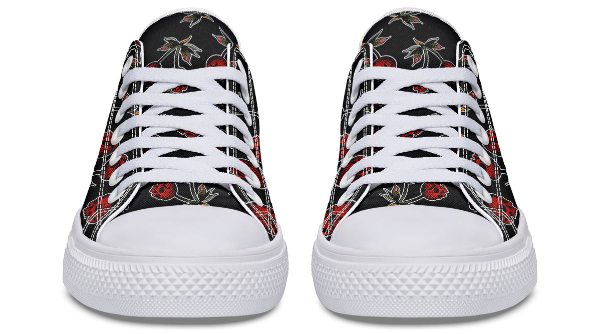 Skull Cherry Pattern Low Tops