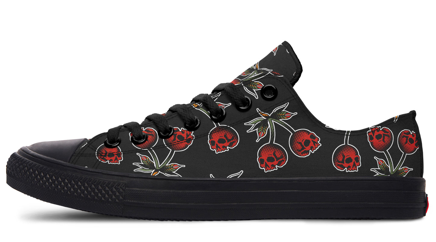 Skull Cherry Pattern Low Tops