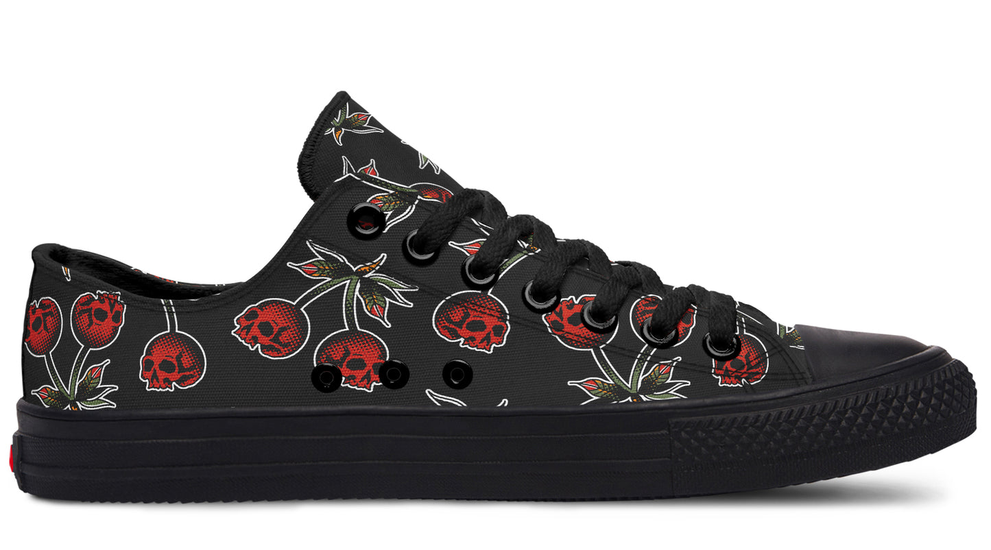 Skull Cherry Pattern Low Tops