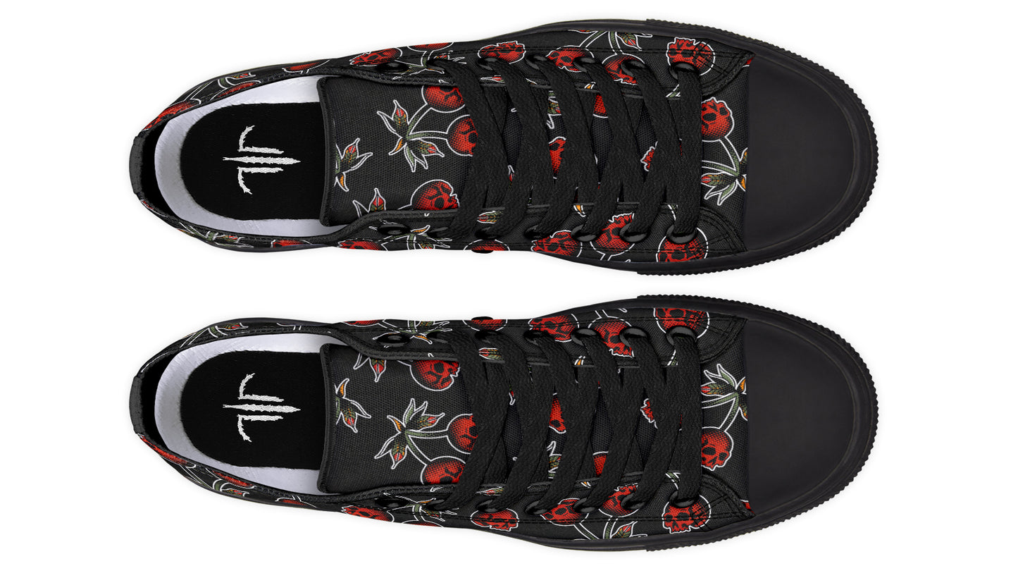 Skull Cherry Pattern Low Tops