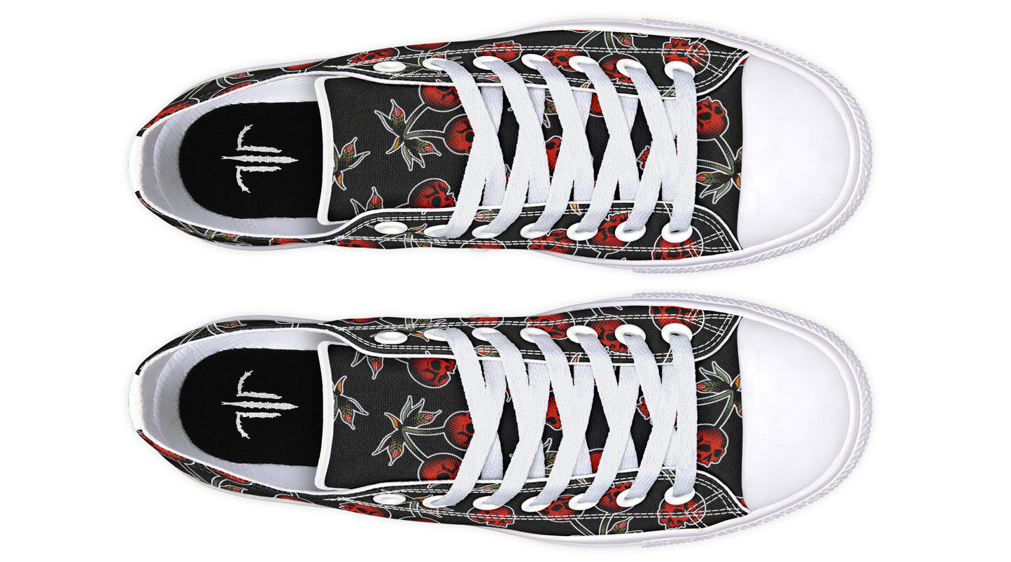 Skull Cherry Pattern Low Tops