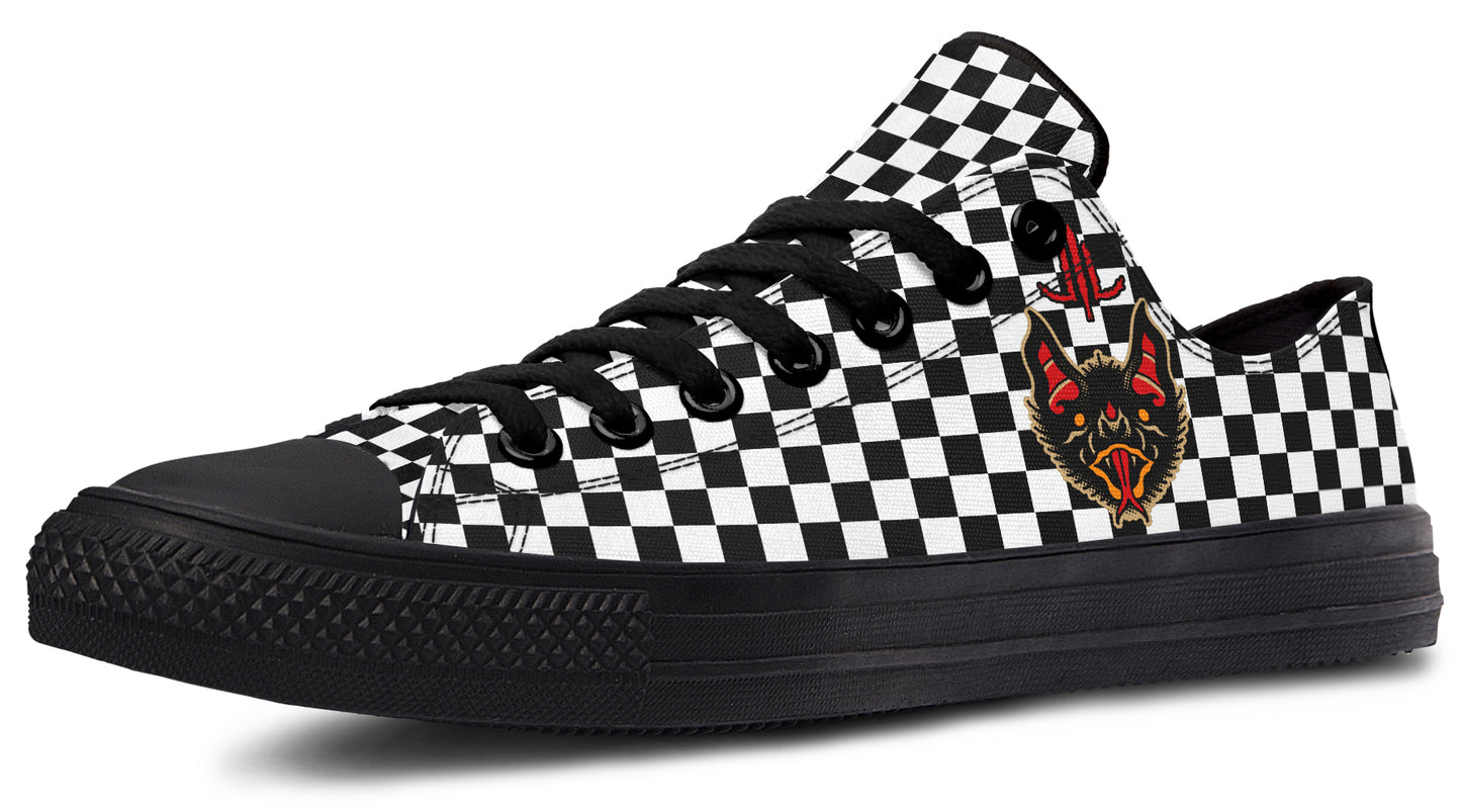 Vampire Bat Checkered Low Tops