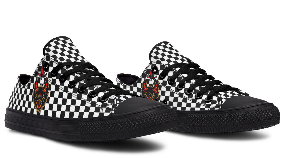 Vampire Bat Checkered Low Tops