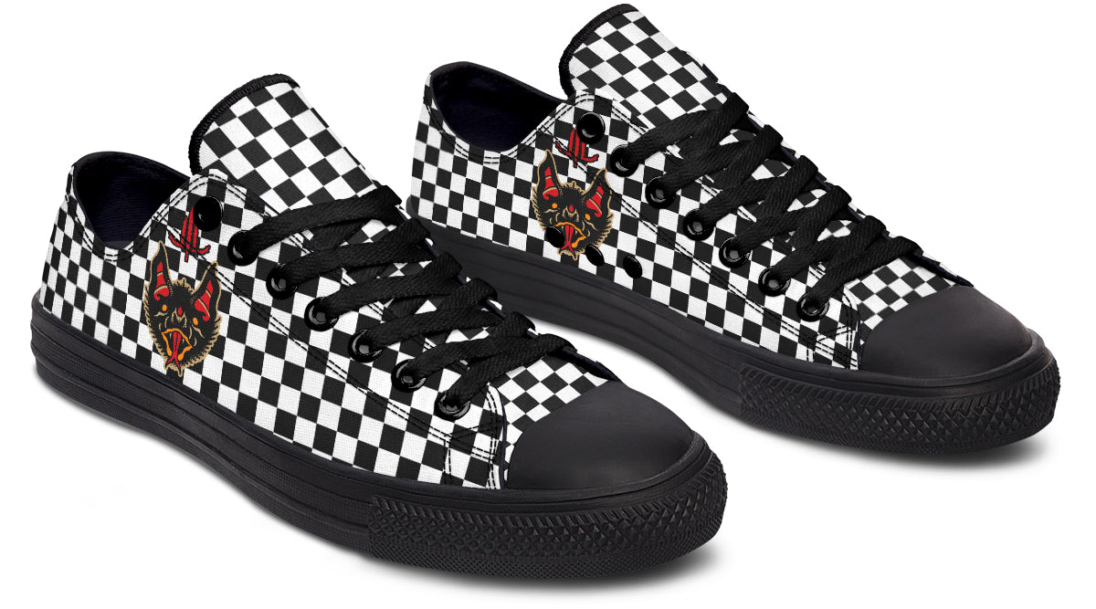 Vampire Bat Checkered Low Tops